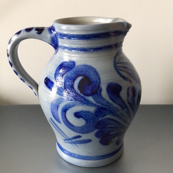 Vintage German Salt Glaze Pottery Pitcher 0.75 Liter 6” Height - Picture 4 of 8